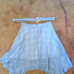 Eloquii Blue Windowpane Handkerchief Skirt